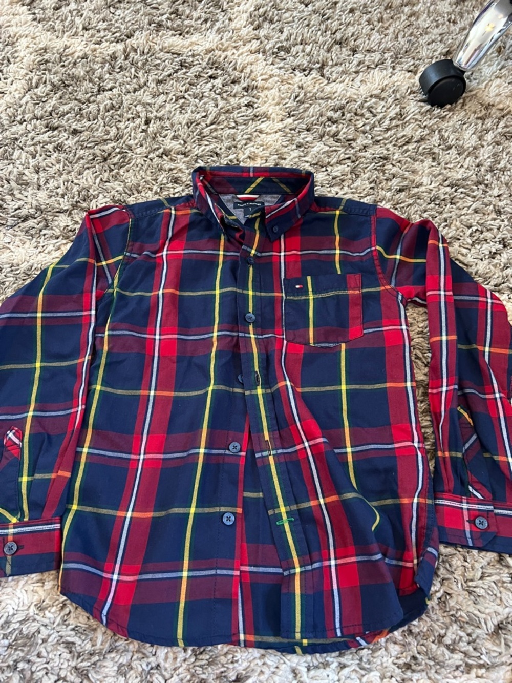 Tommy Hilfiger Red, Navy & Yellow Plaid Button-Down Shirt